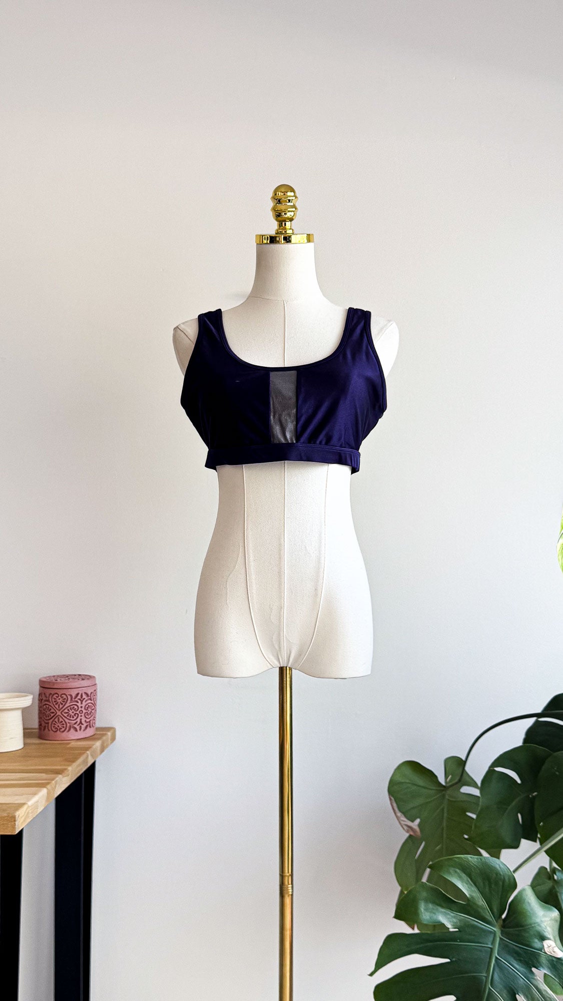Brassière sport violette détail cuir M - Fabletics