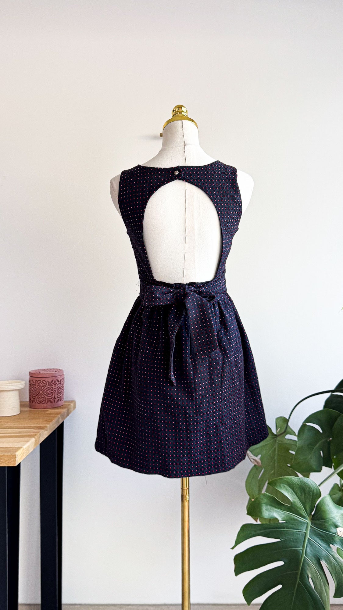 Robe dos nu pois rouge nœud M - Vintage