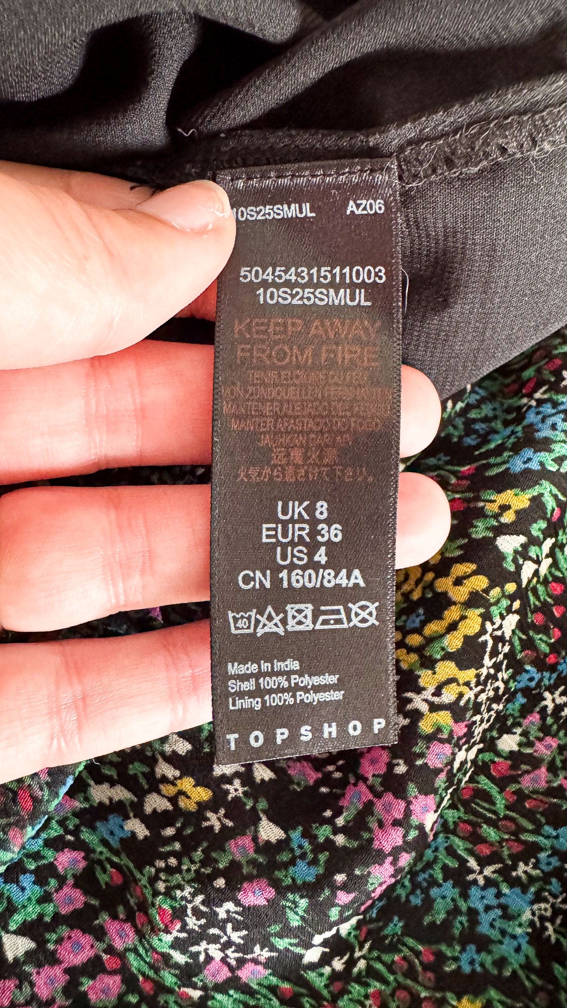 Robe Topshop longue fleurs T36 voile doublée manches