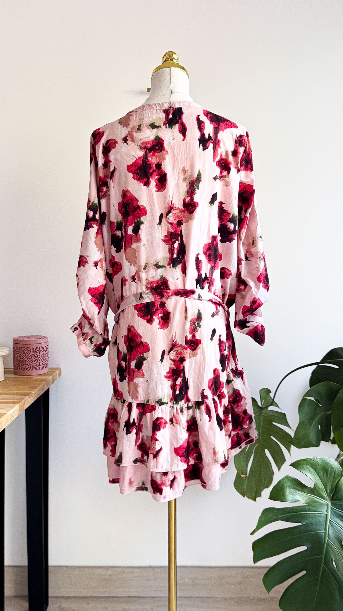 Robe fleurs aquarelle plissée ceinture 40 - La Redoute