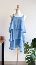 Robe volants étagés bleu ciel M - Mango