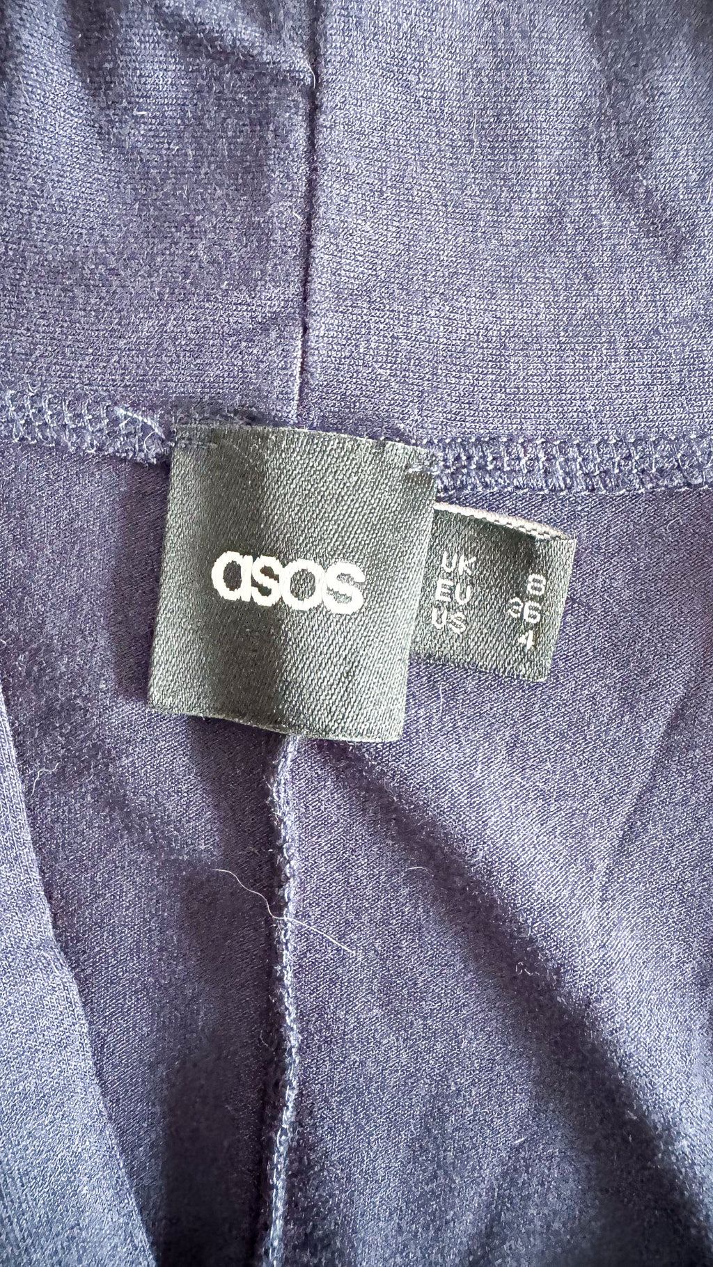 Robe ASOS bleu marine T36 col lavallière trapèze midi