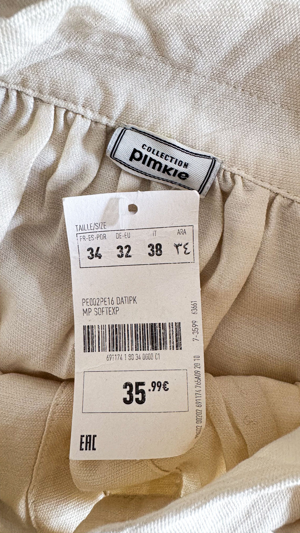 Jupe écru boutons ceinture neuve 34 - Pimkie