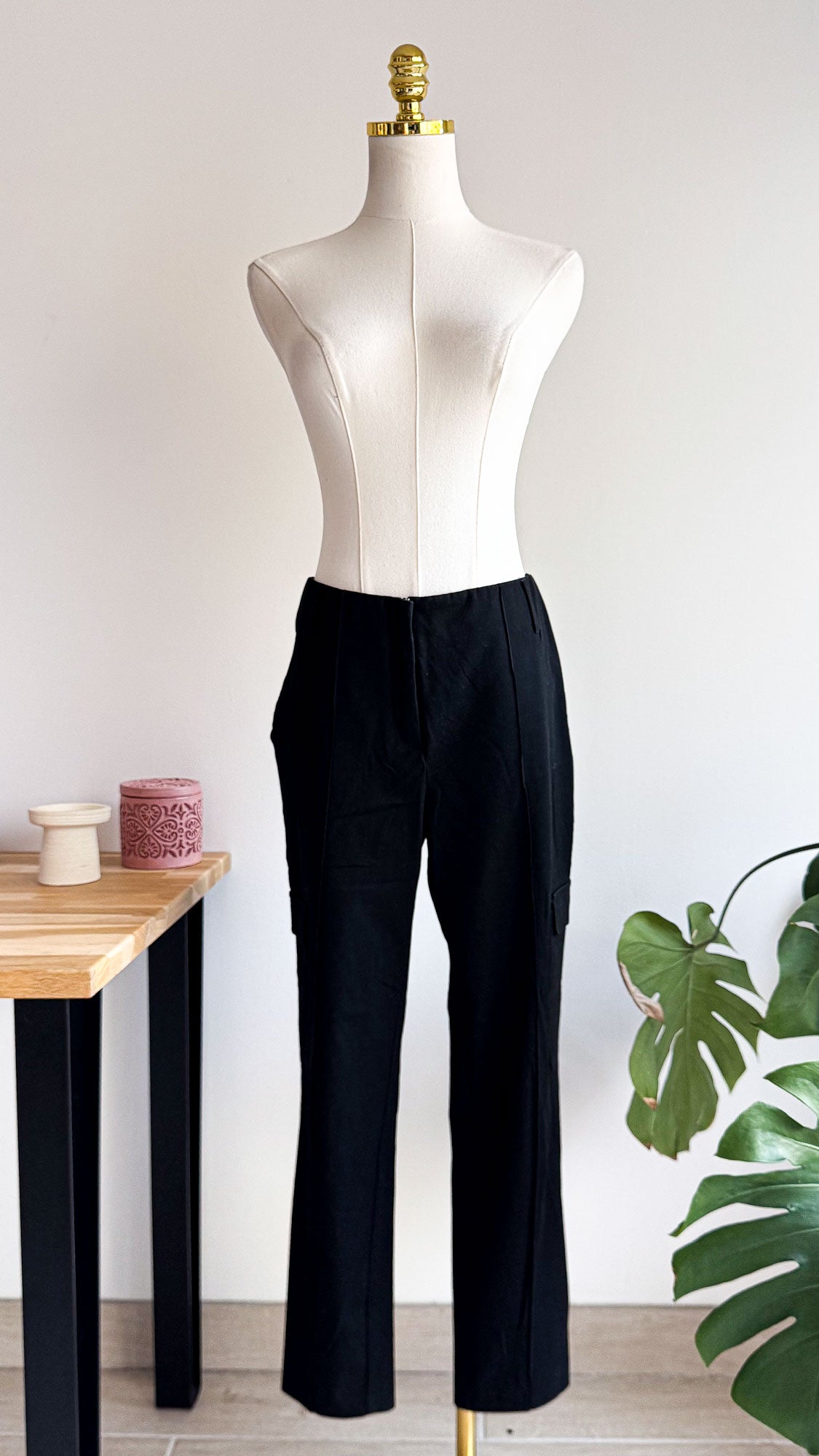 Pantalon noir tailleur poche cargo 38/40