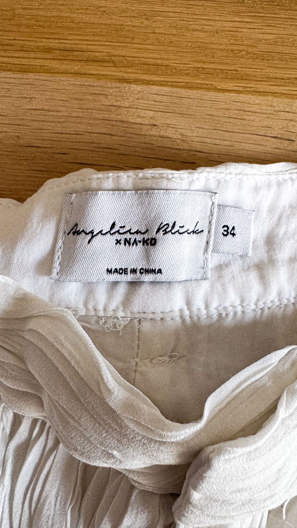 Pantalon blanc texturé large 34 - Angelina Blick x NA-KD