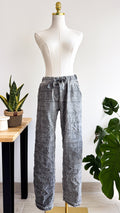 Pantalon velours gris à carreaux taille unique fluide