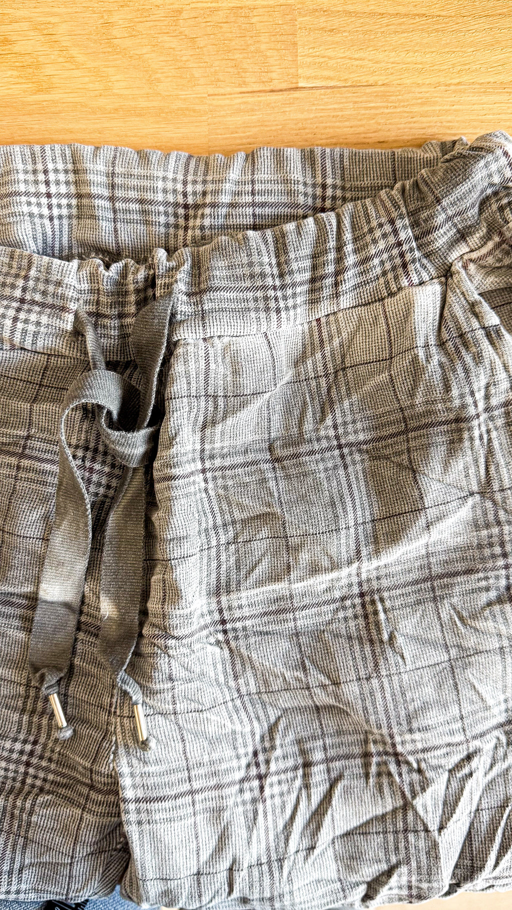 Pantalon velours gris à carreaux taille unique fluide