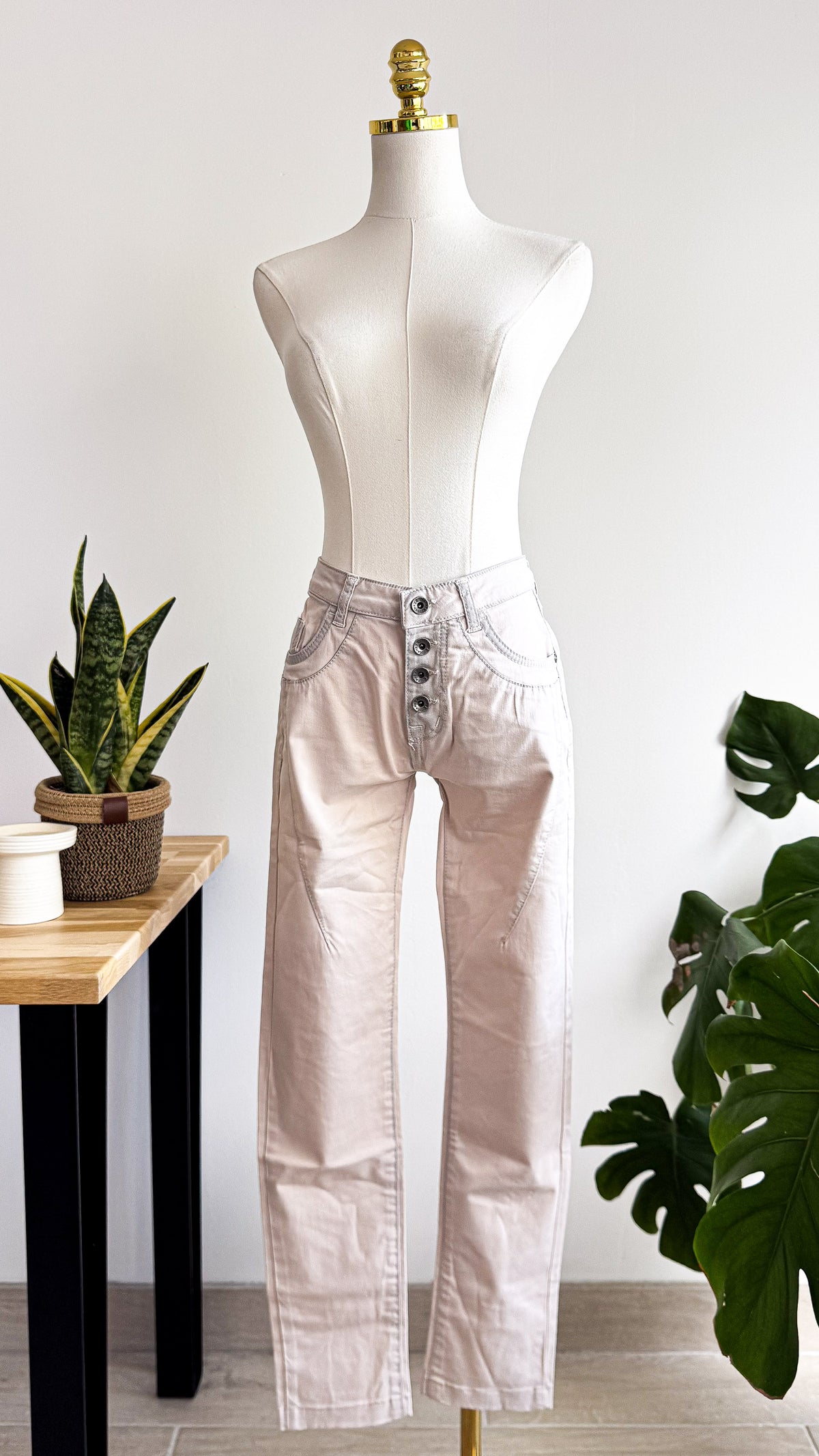Jean rose pâle délavé boutonné S - R Jeans