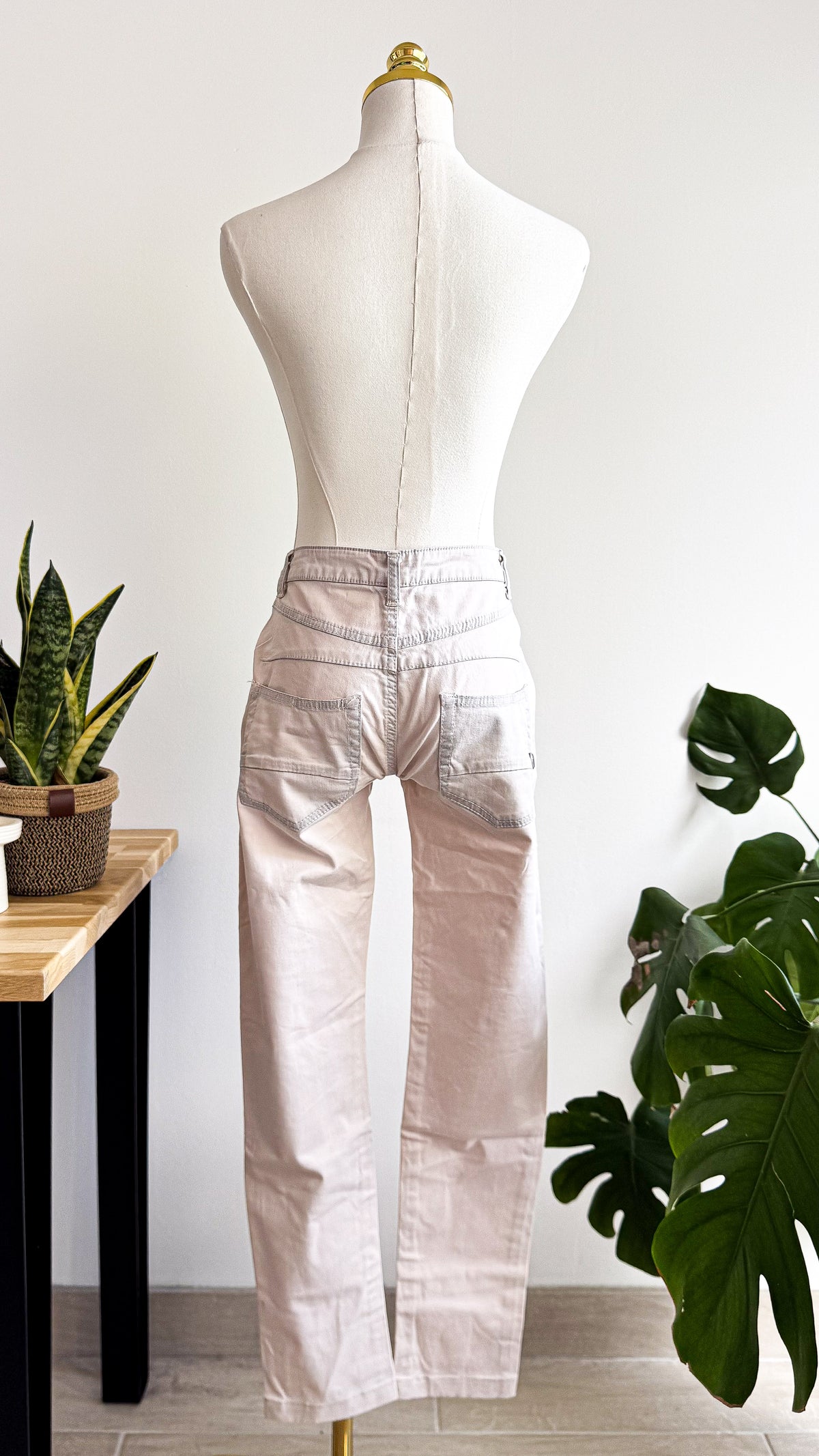 Jean rose pâle délavé boutonné S - R Jeans