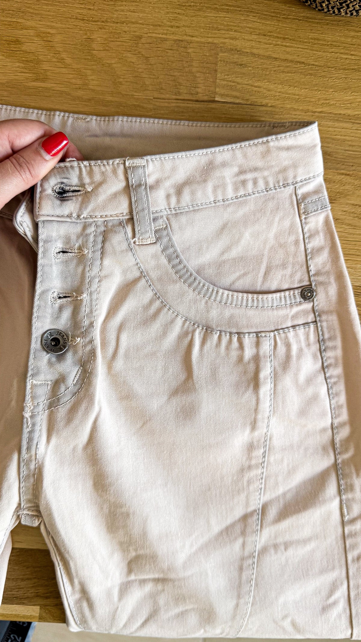 Jean rose pâle délavé boutonné S - R Jeans