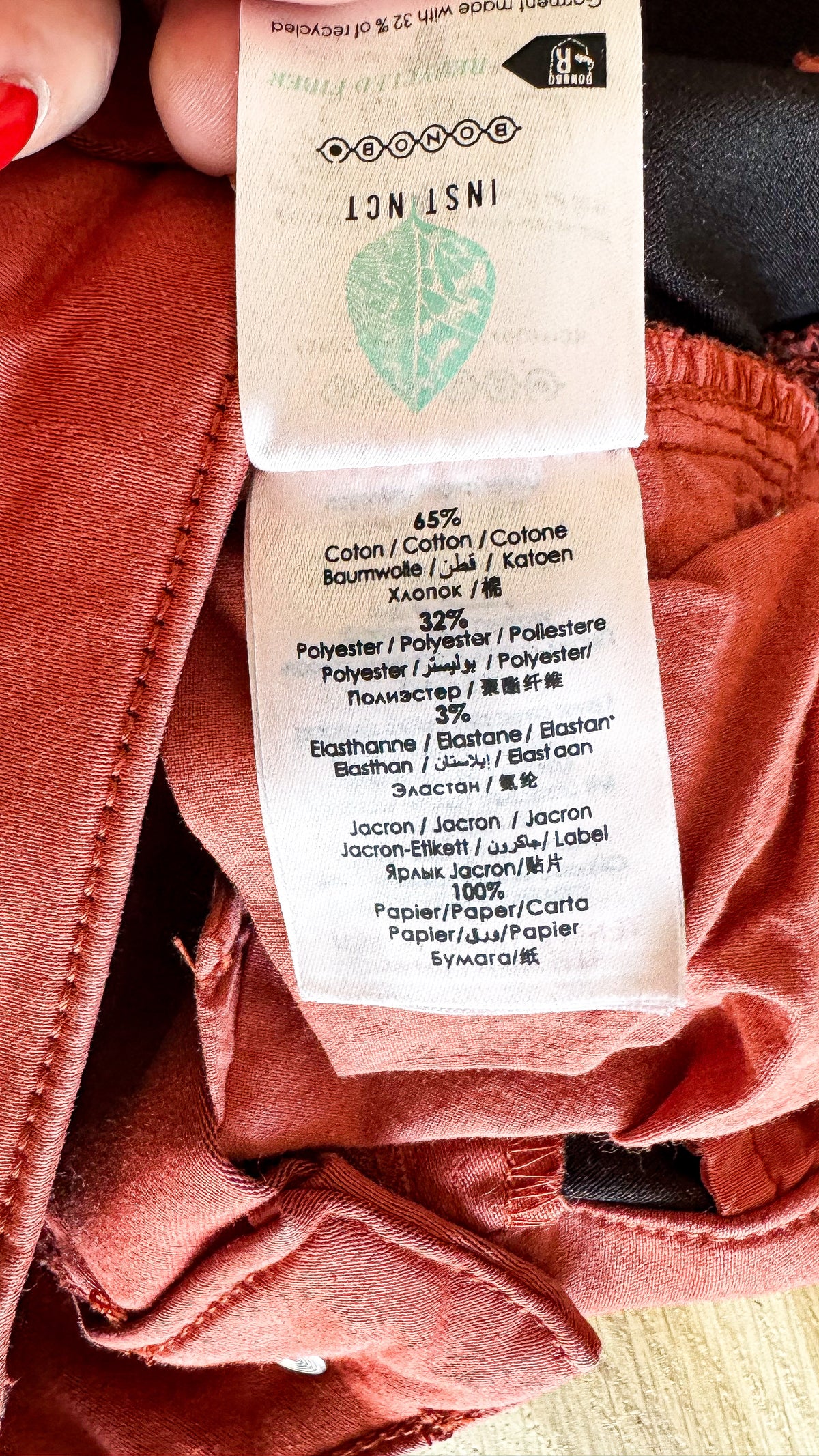 Jean skinny rouge brique W38 - Bonobo