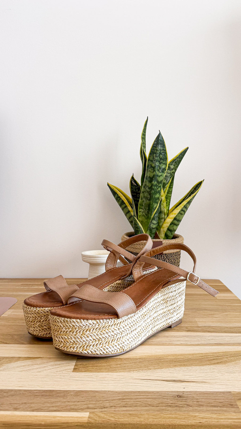 Sandales cuir cognac plateforme tressée 38 - PrimaDonna