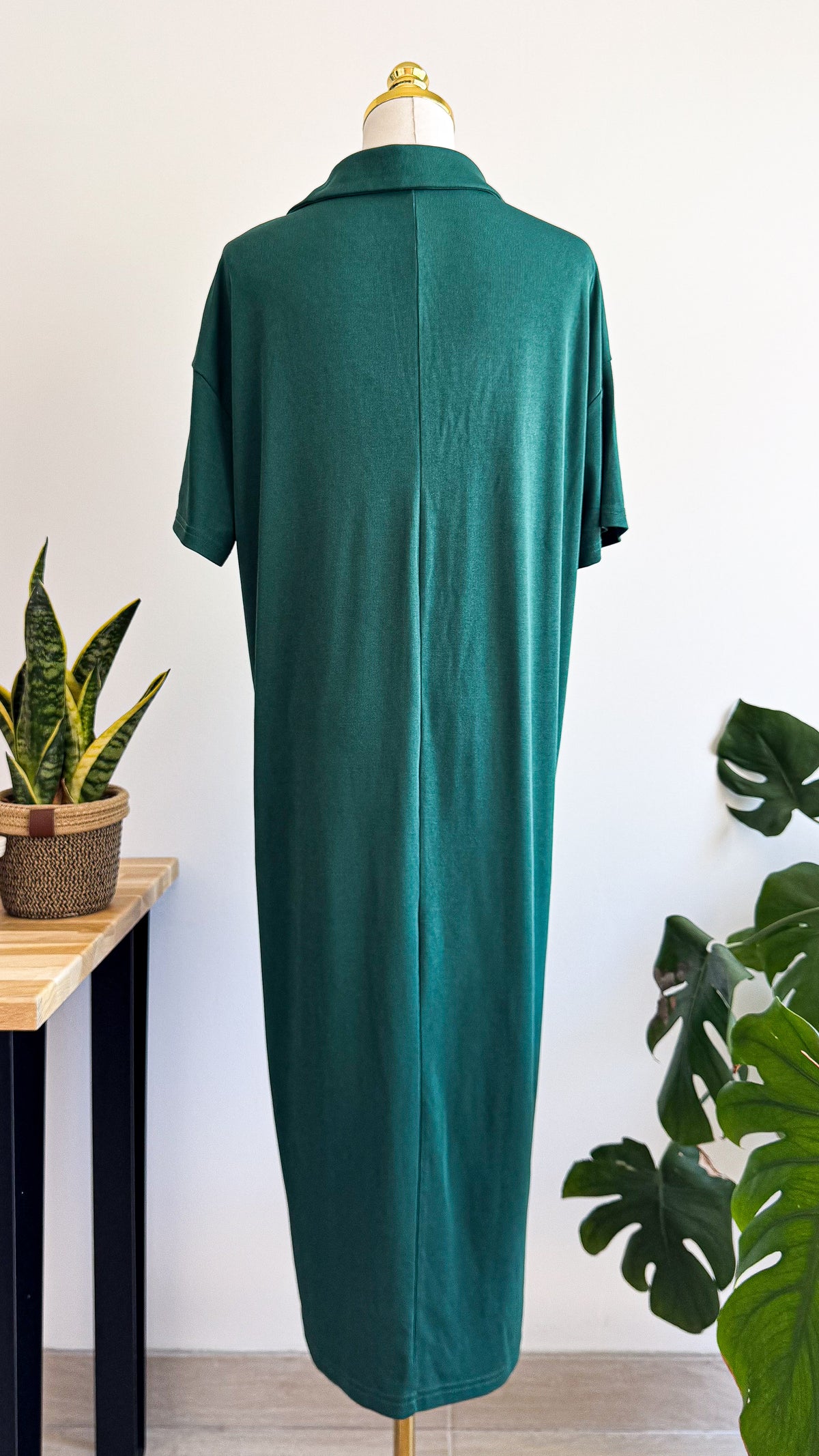 Robe polo longue vert émeraude M - Shein