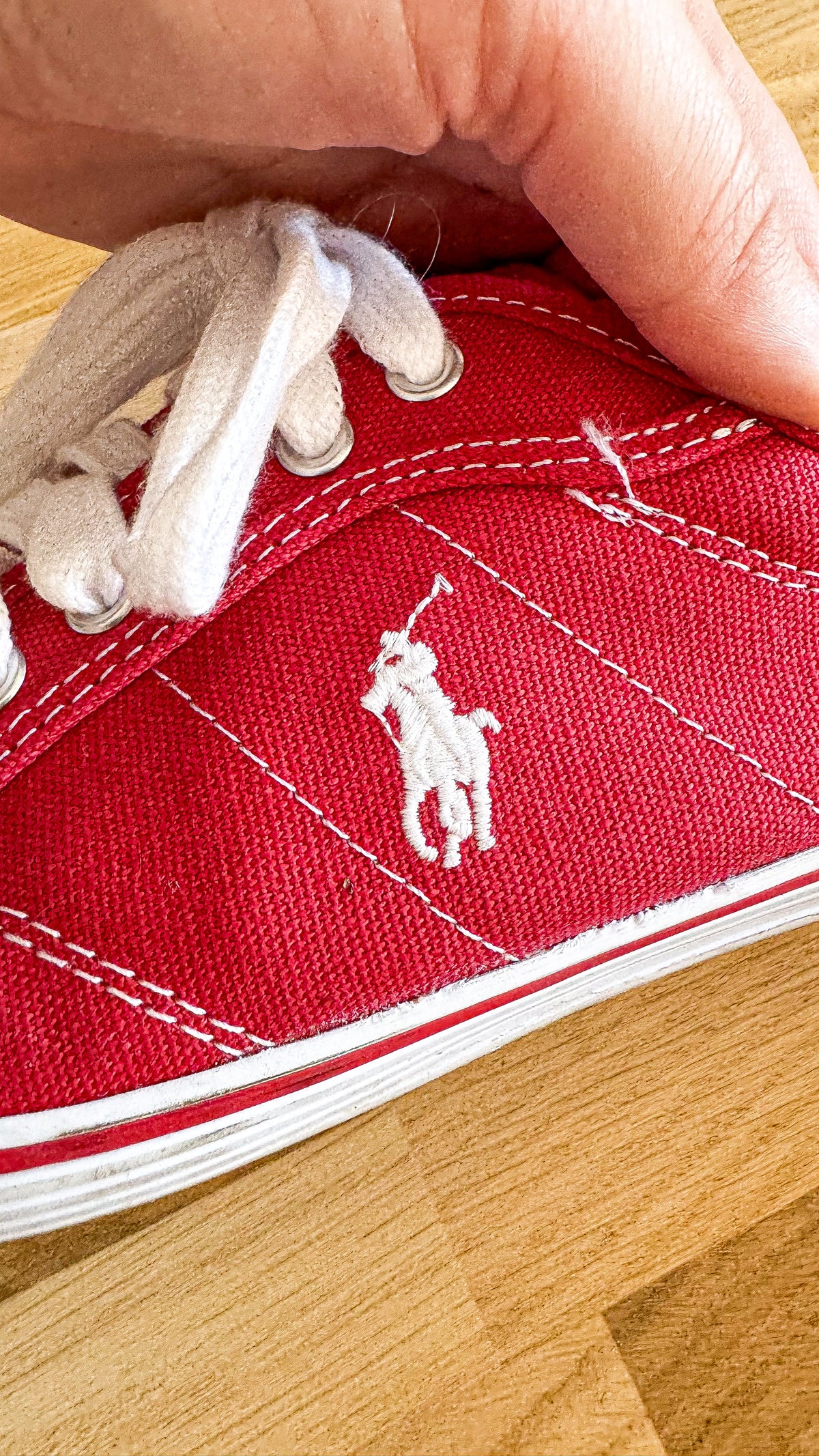 Baskets toile rouge logo brodé 37 - Ralph Lauren