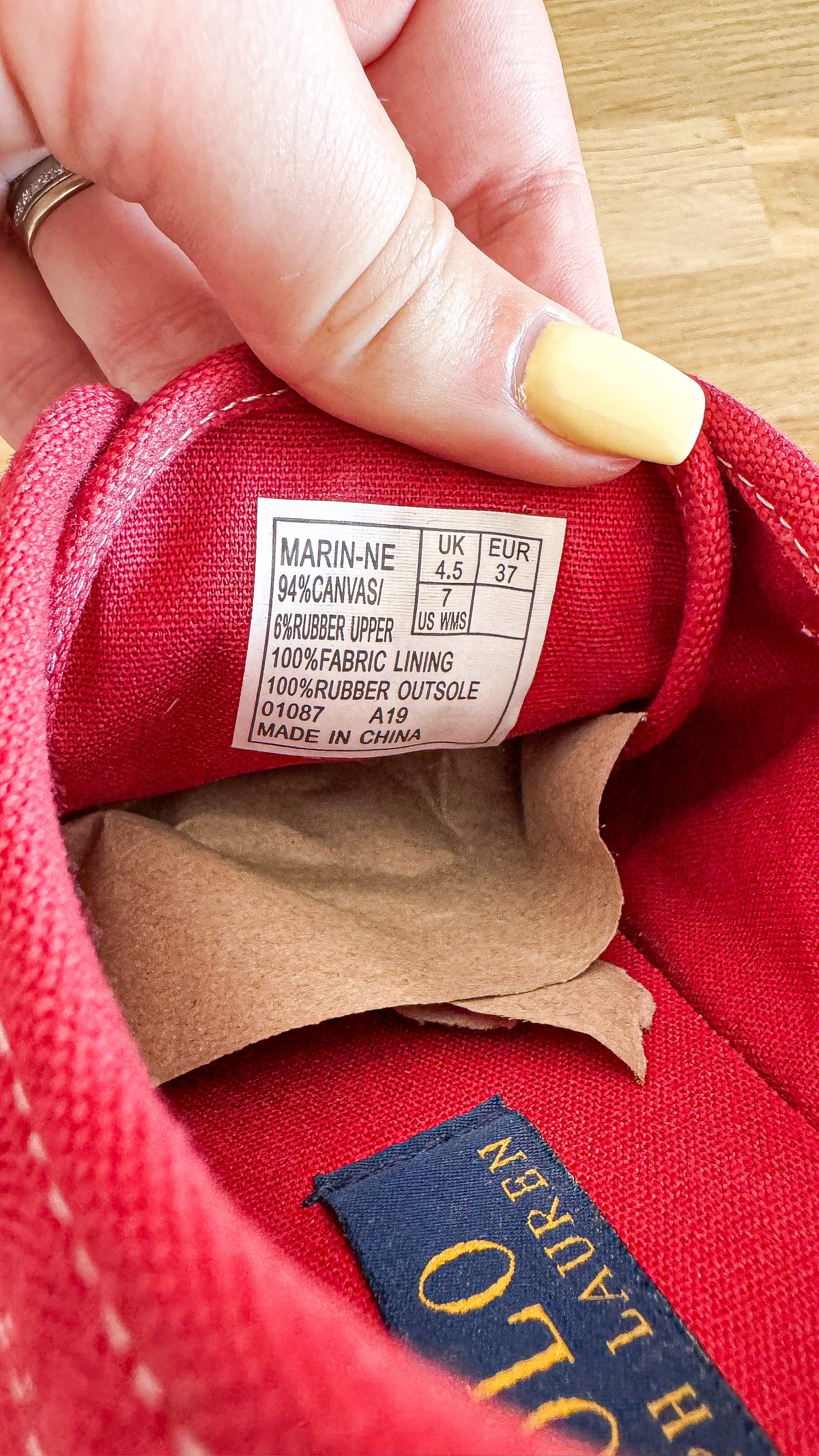 Baskets toile rouge logo brodé 37 - Ralph Lauren