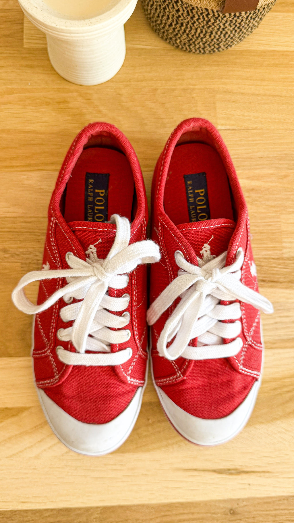 Baskets toile rouge logo brodé 37 - Ralph Lauren