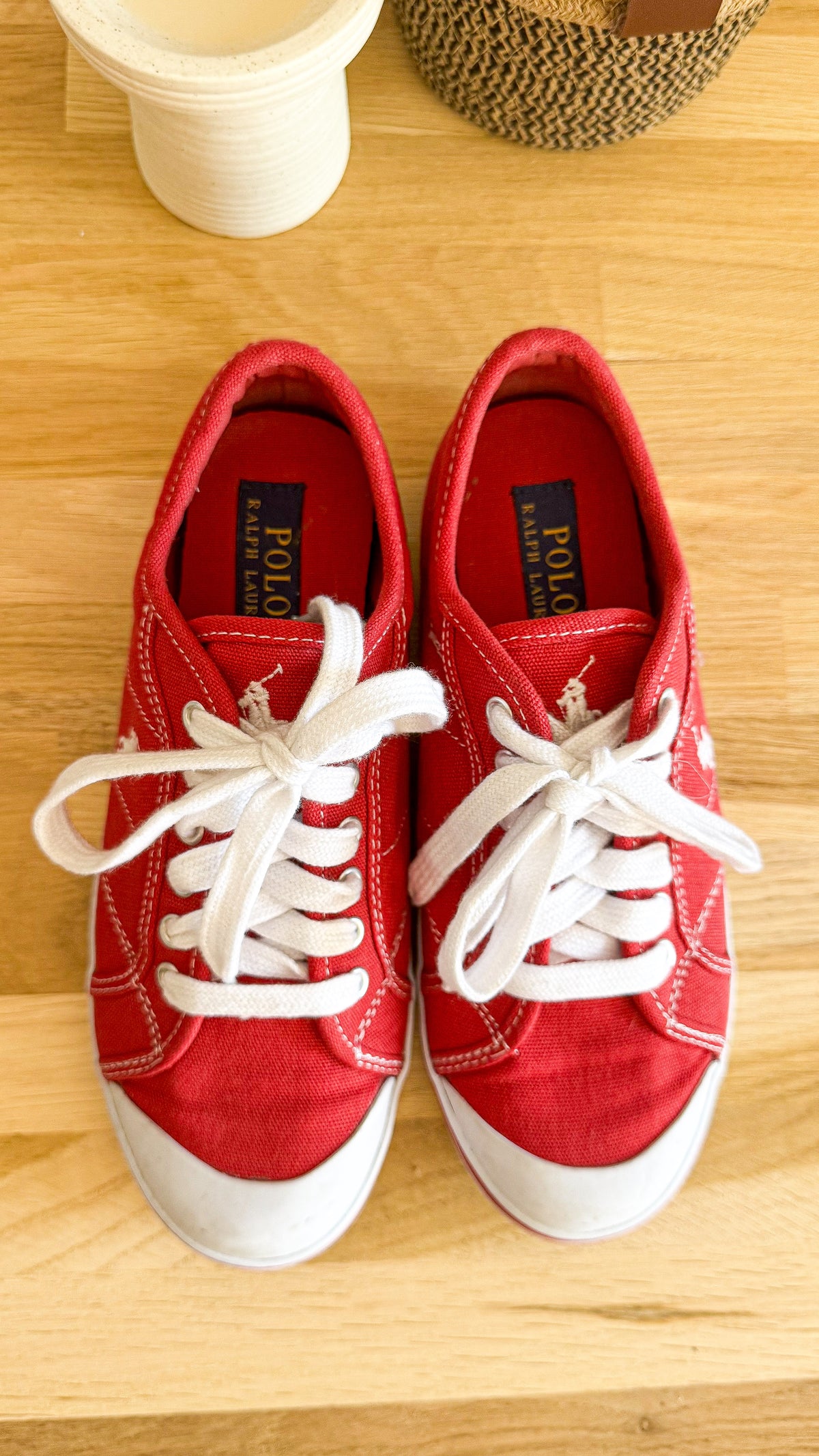 Baskets toile rouge logo brodé 37 - Ralph Lauren