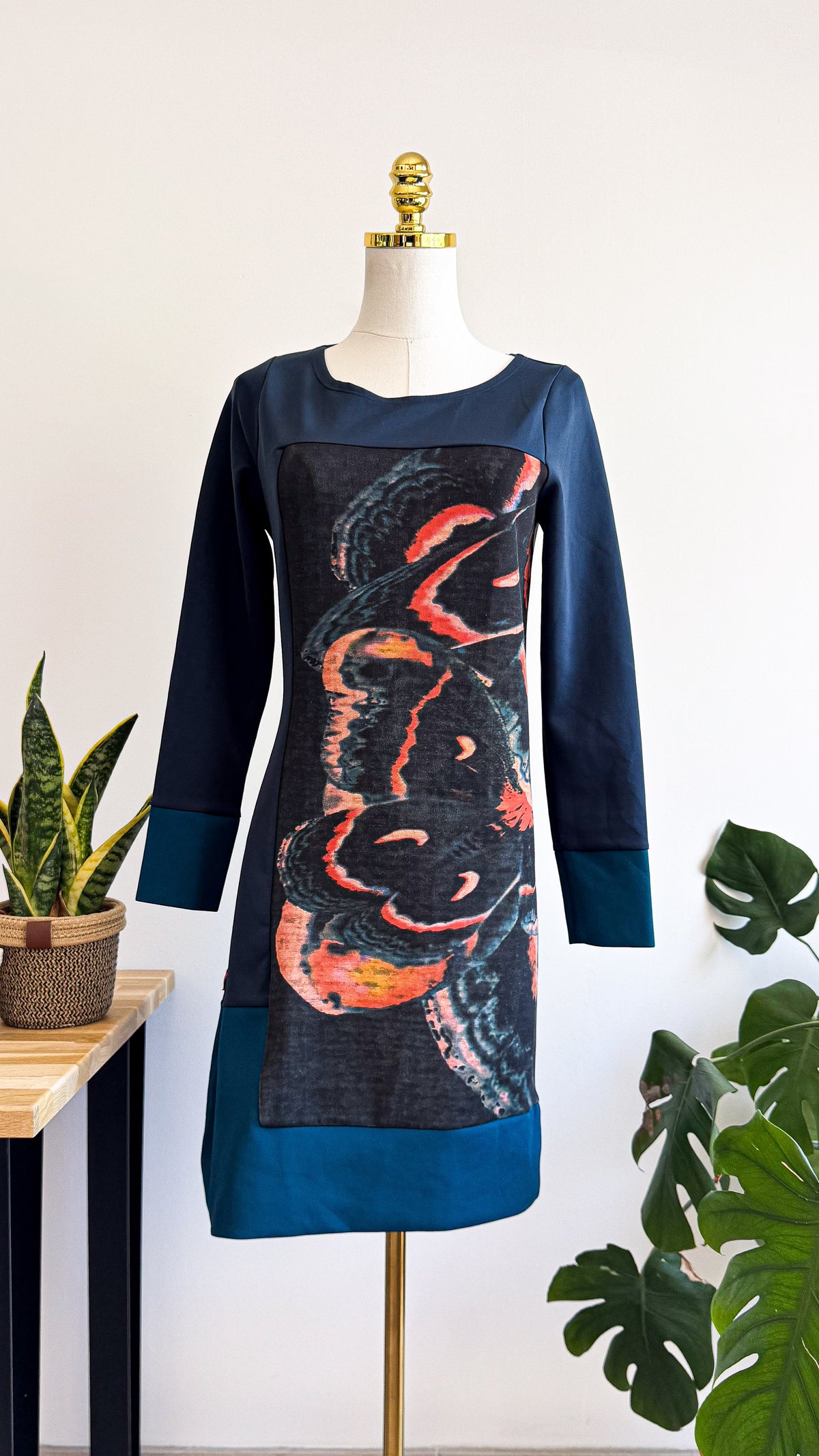 Robe Miss Captain imprimée arty bleu pétrole T36