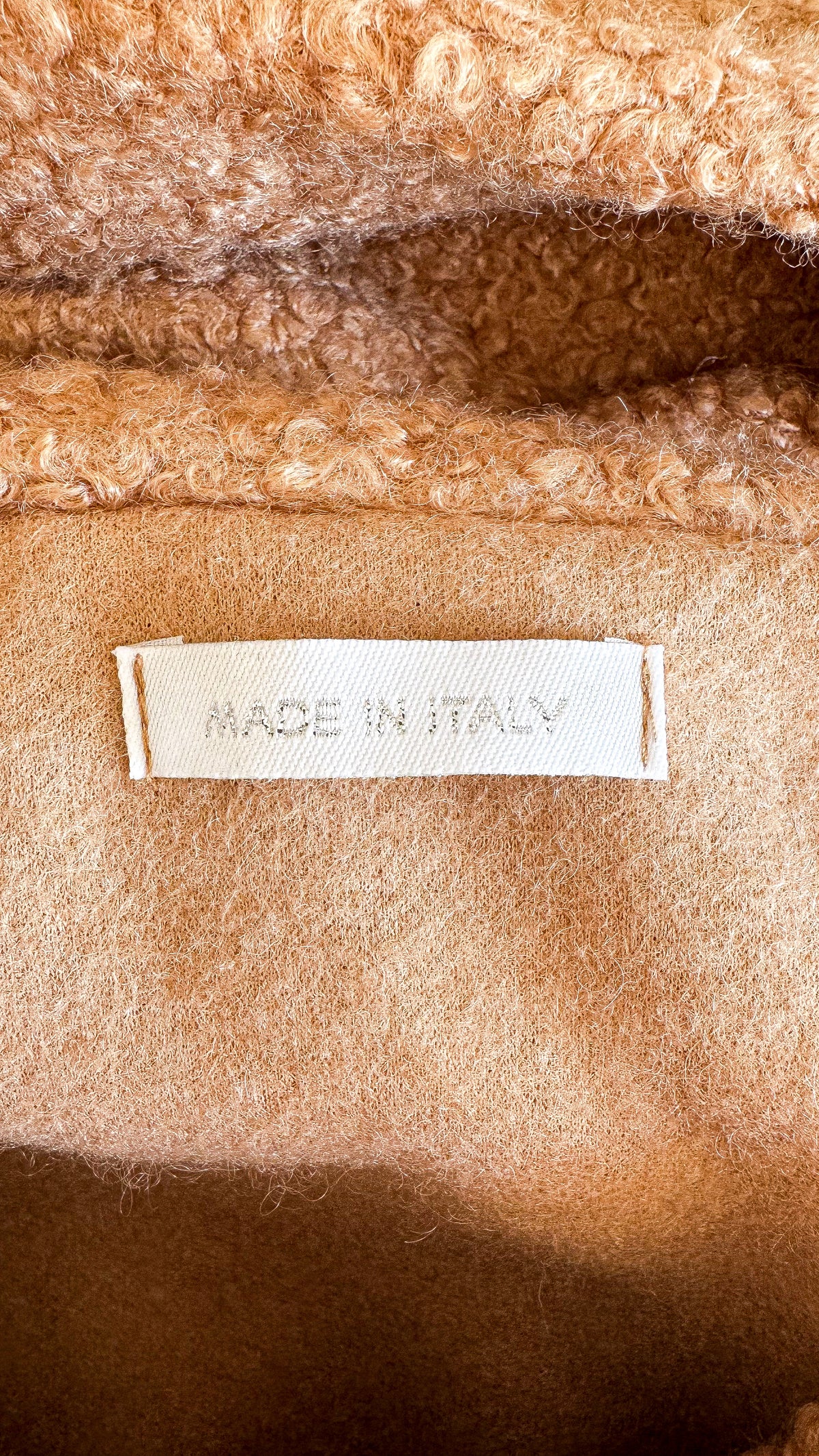 Veste manteau bouclette vieux rose à capuche Made in Italy S/M