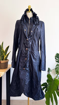 Imperméable long Creenstone bleu marine volanté 36