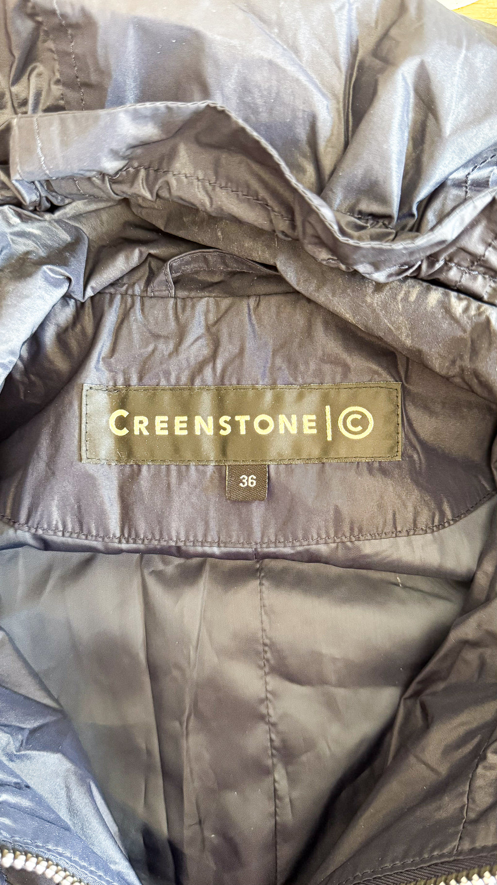 Imperméable long Creenstone bleu marine volanté 36