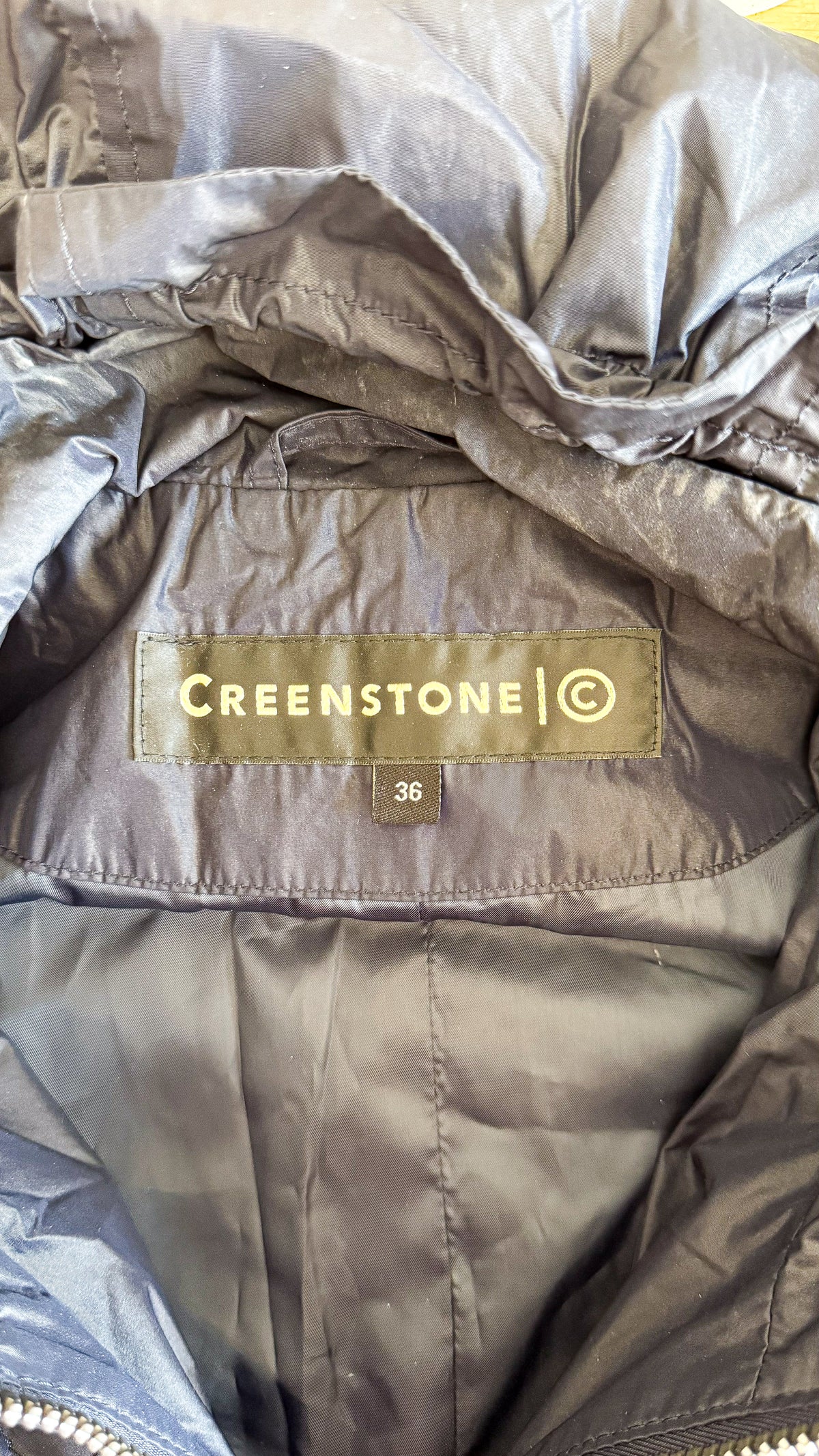 Imperméable long Creenstone bleu marine volanté 36