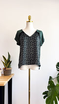 Promod green polka dot lace t-shirt blouse size S M
