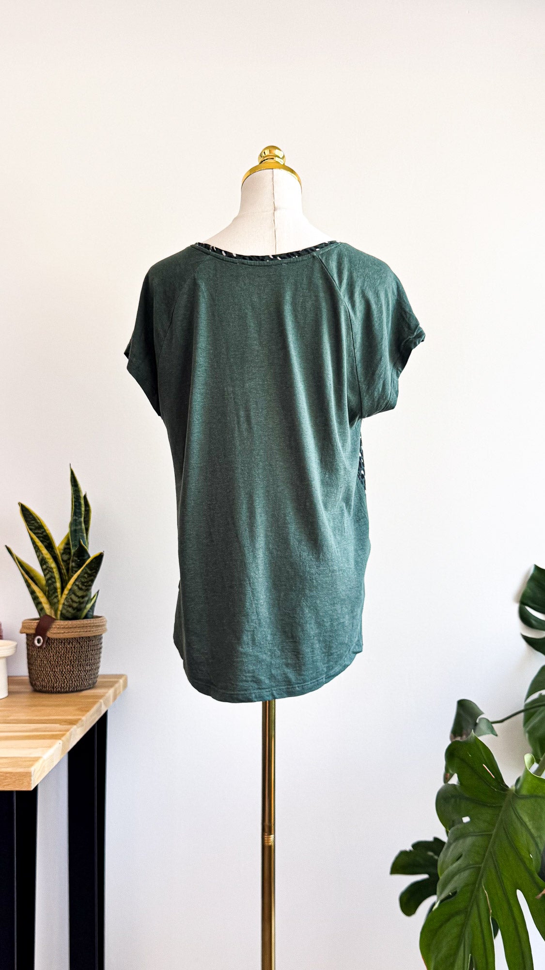 Blouse t-shirt Promod verte imprimé pois dentelle taille S M