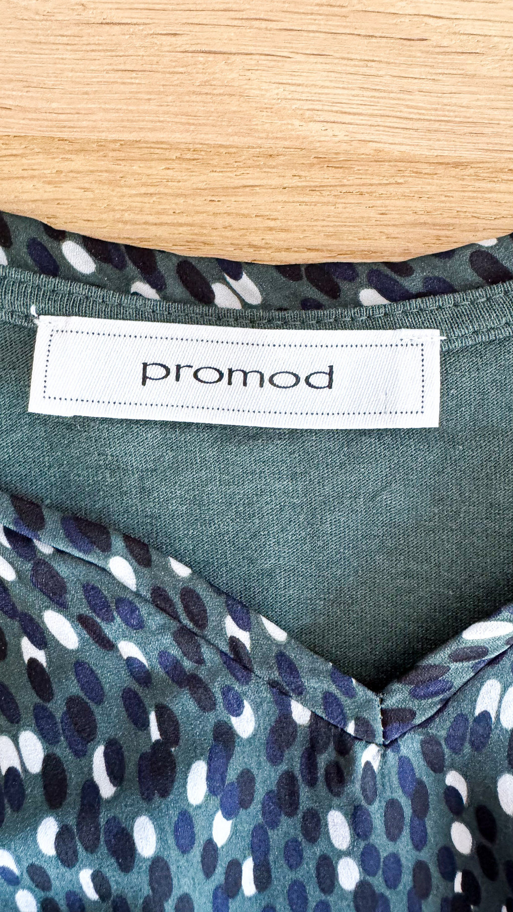 Promod green polka dot lace t-shirt blouse size S M