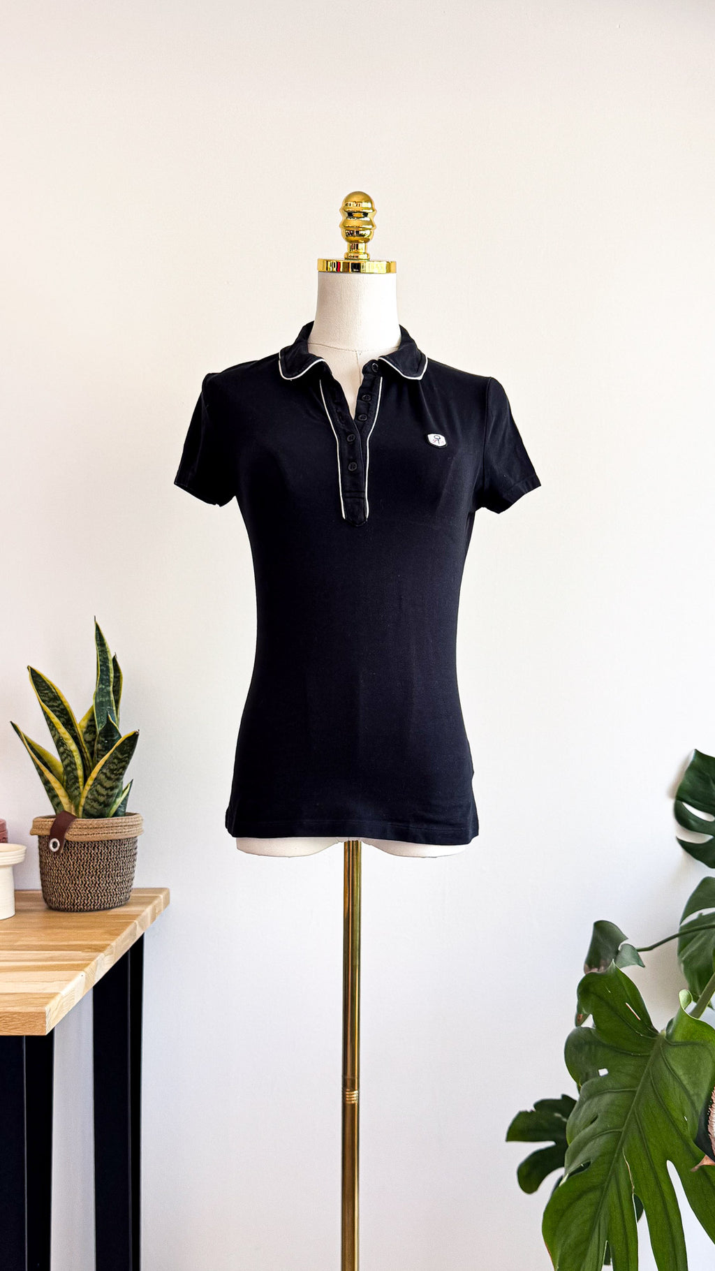 Polo noir Poivre Blanc femme manches courtes taille XS