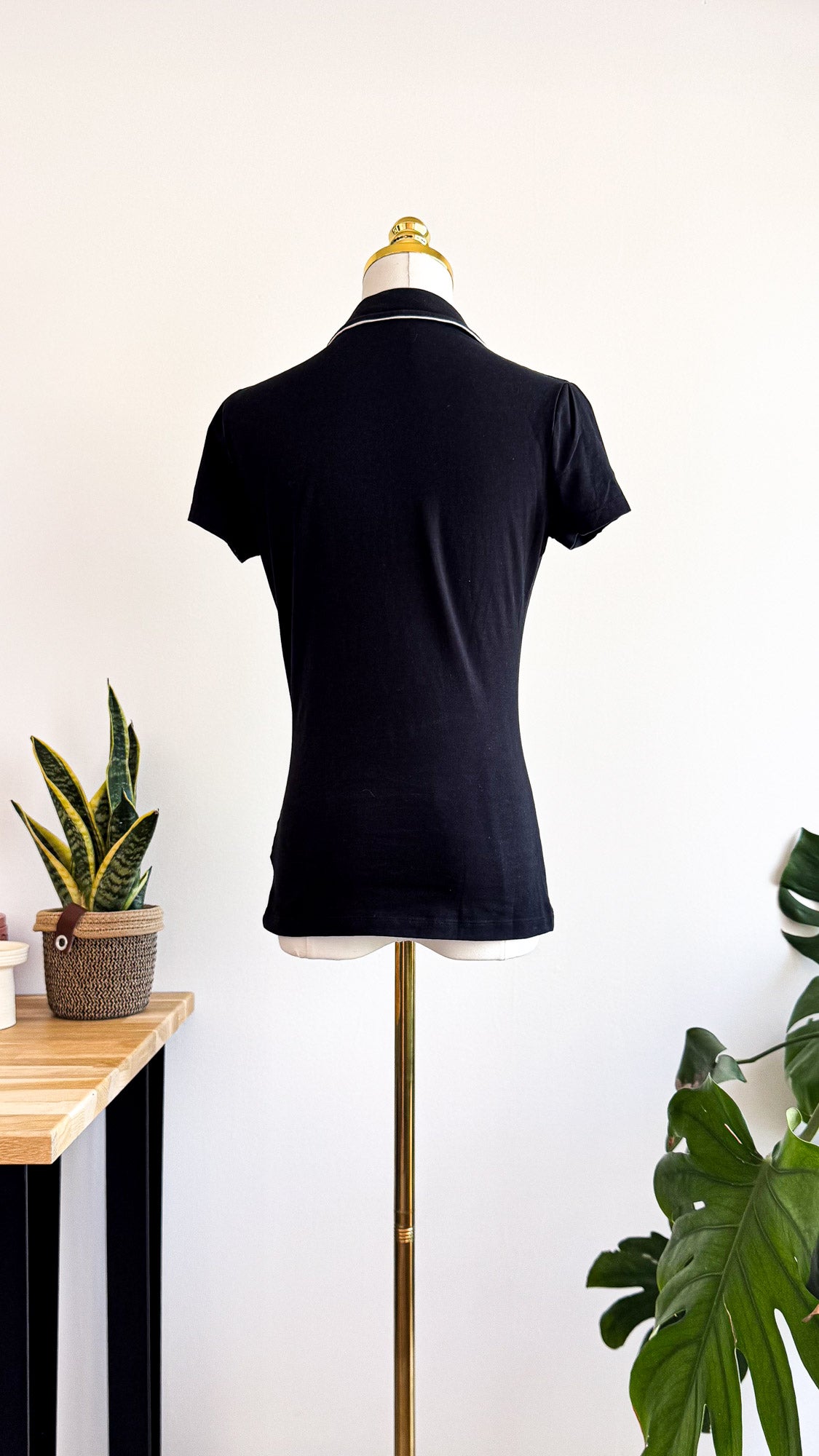 Polo noir Poivre Blanc femme manches courtes taille XS