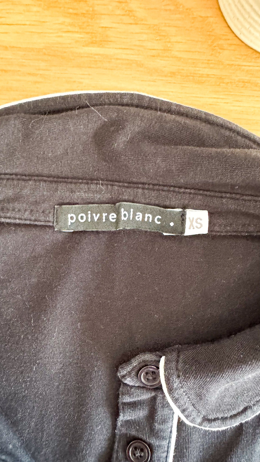 Polo noir Poivre Blanc femme manches courtes taille XS