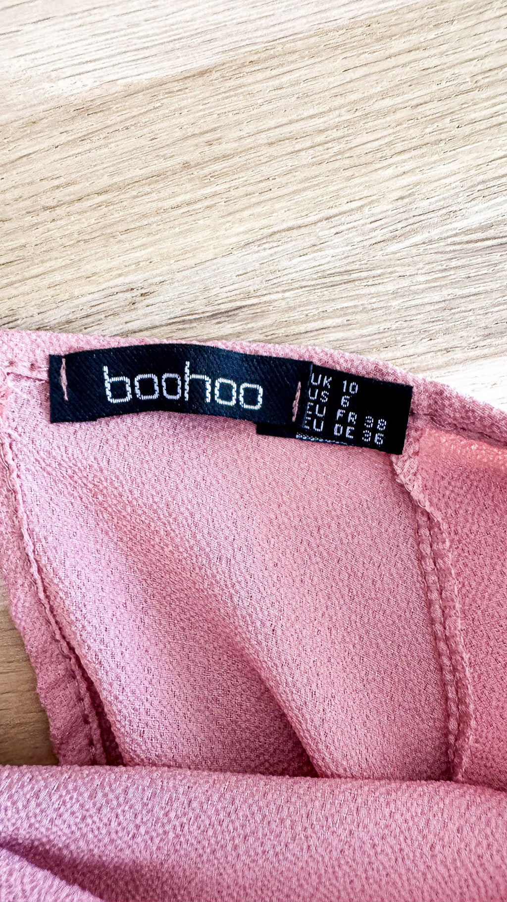 Blouse rose poudré Boohoo manches 3/4 fluide taille 38