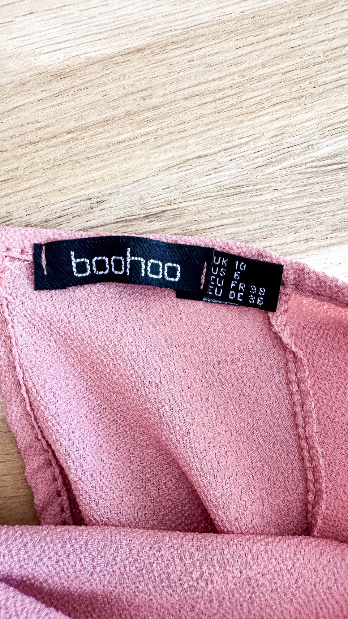 Blouse rose poudré Boohoo manches 3/4 fluide taille 38