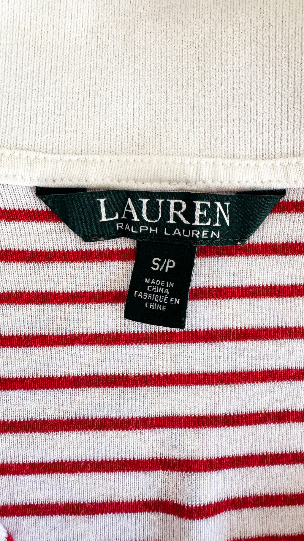 Polo Ralph Lauren femme rayé rouge blanc logo brodé taille S