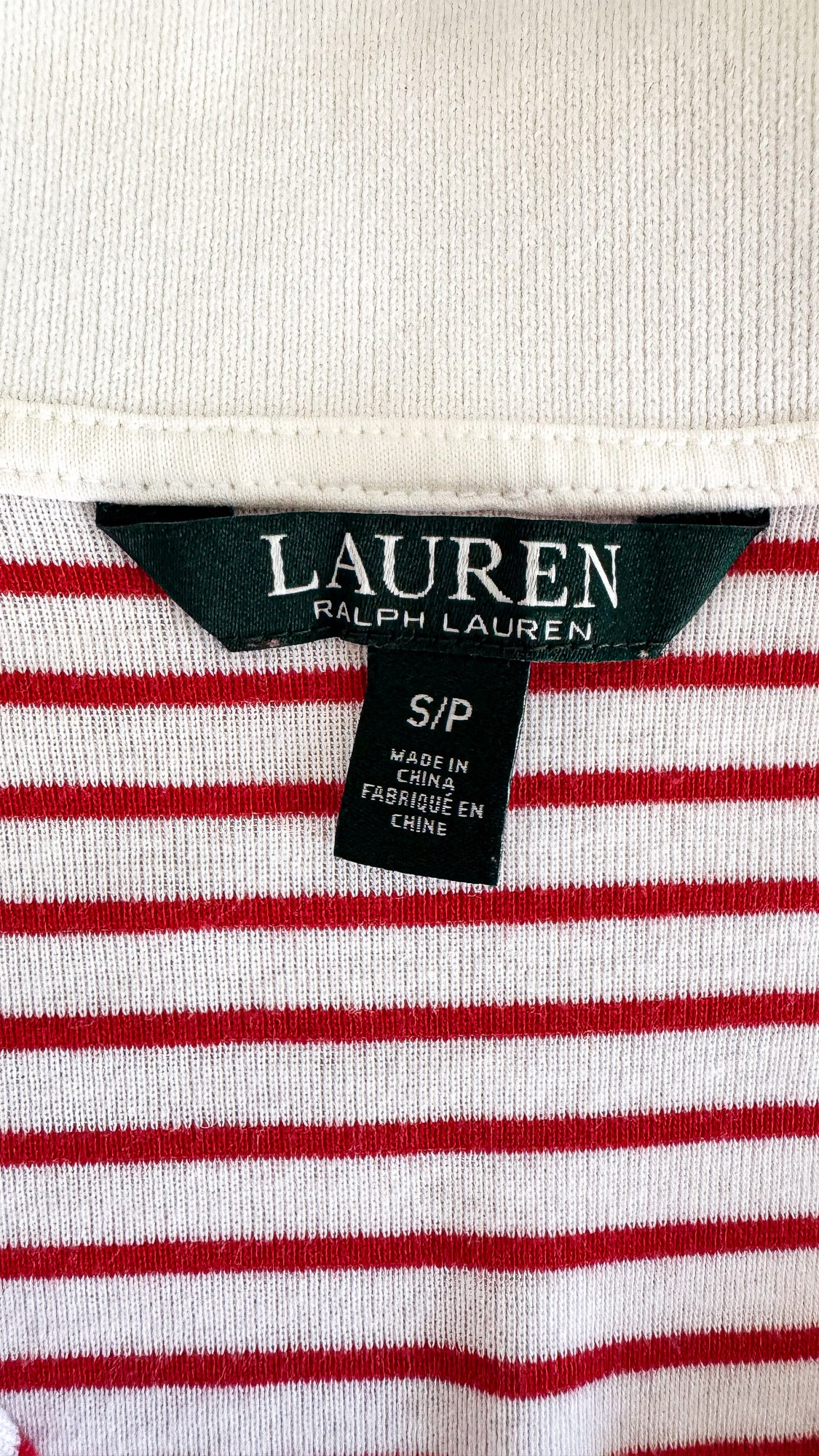 Polo Ralph Lauren femme rayé rouge blanc logo brodé taille S