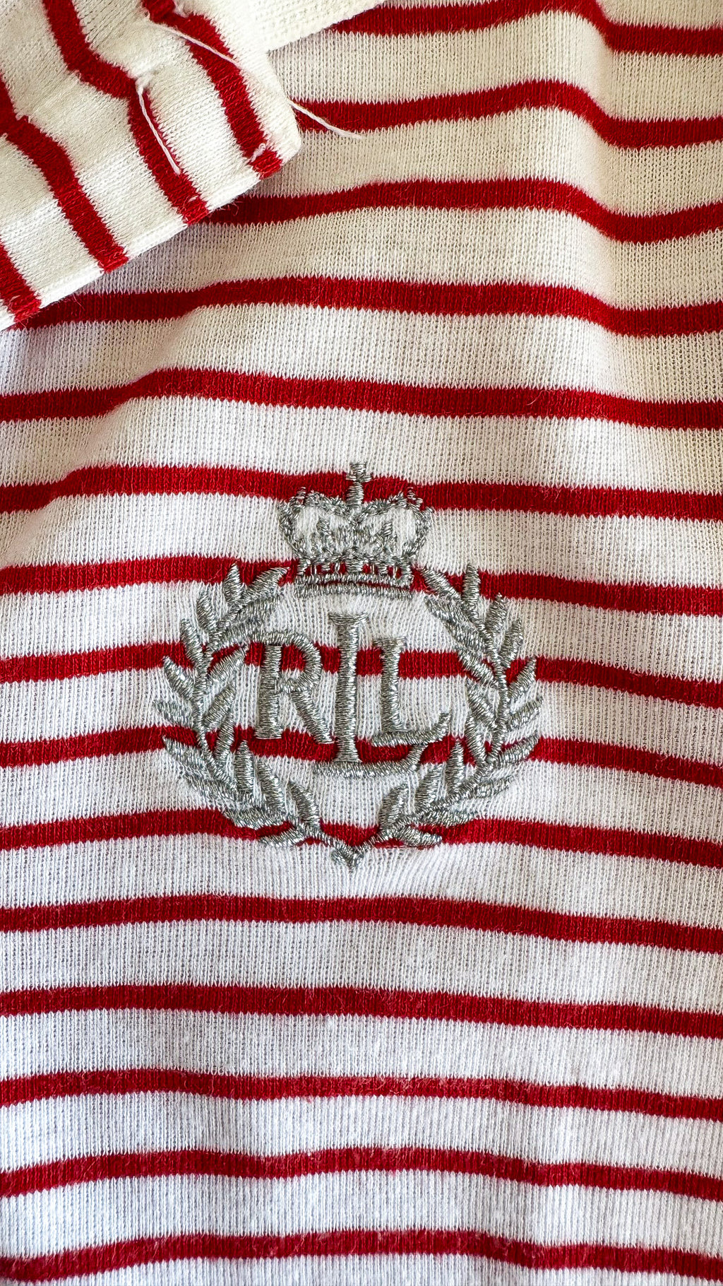 Polo Ralph Lauren femme rayé rouge blanc logo brodé taille S