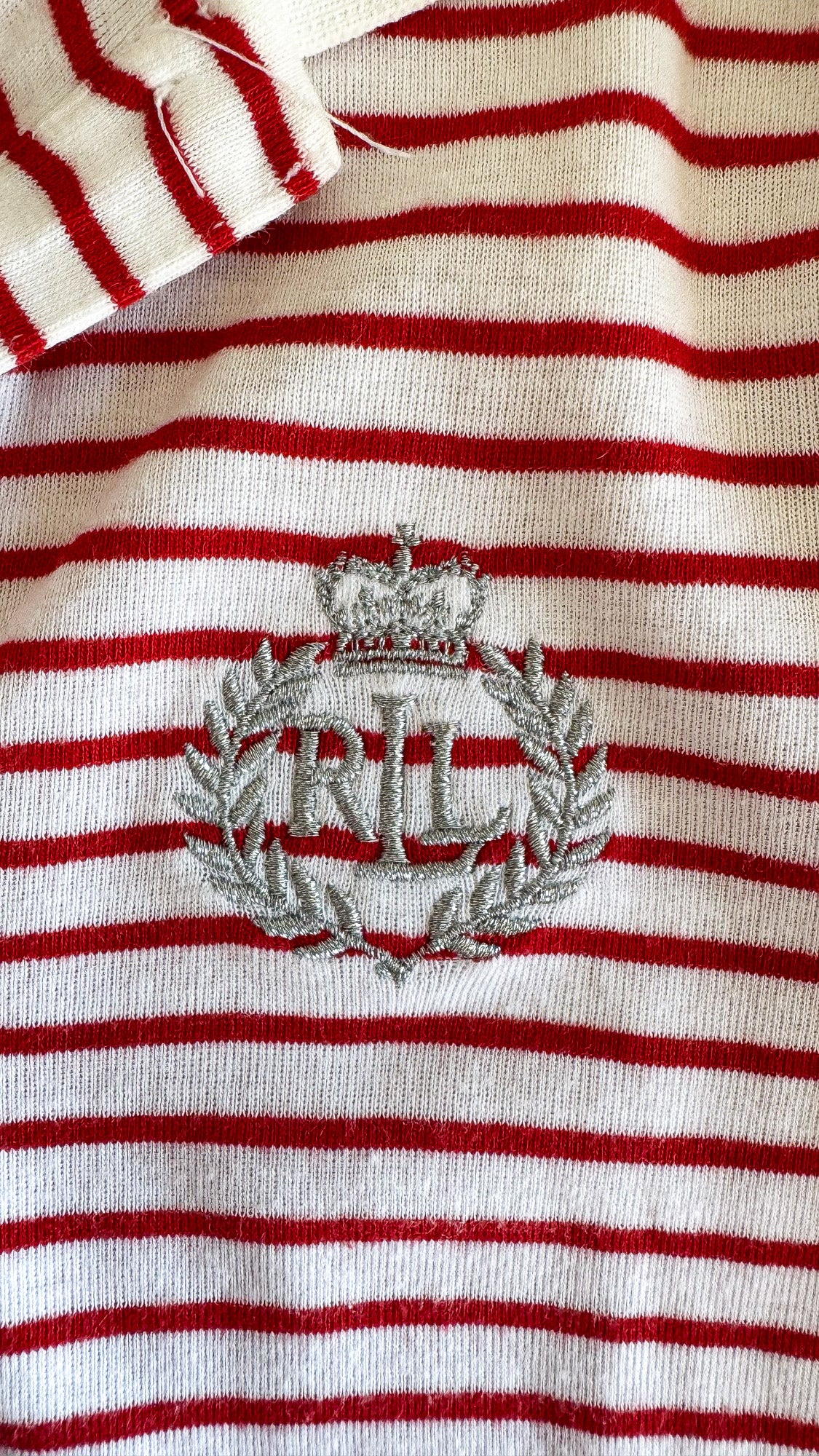 Polo Ralph Lauren femme rayé rouge blanc logo brodé taille S