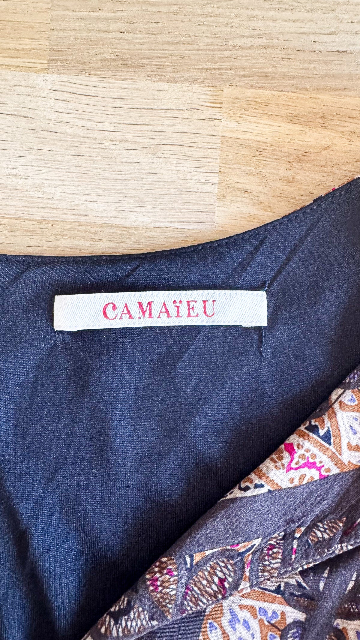 Robe bohème Camaieu imprimé cachemire rose noir taille S/M