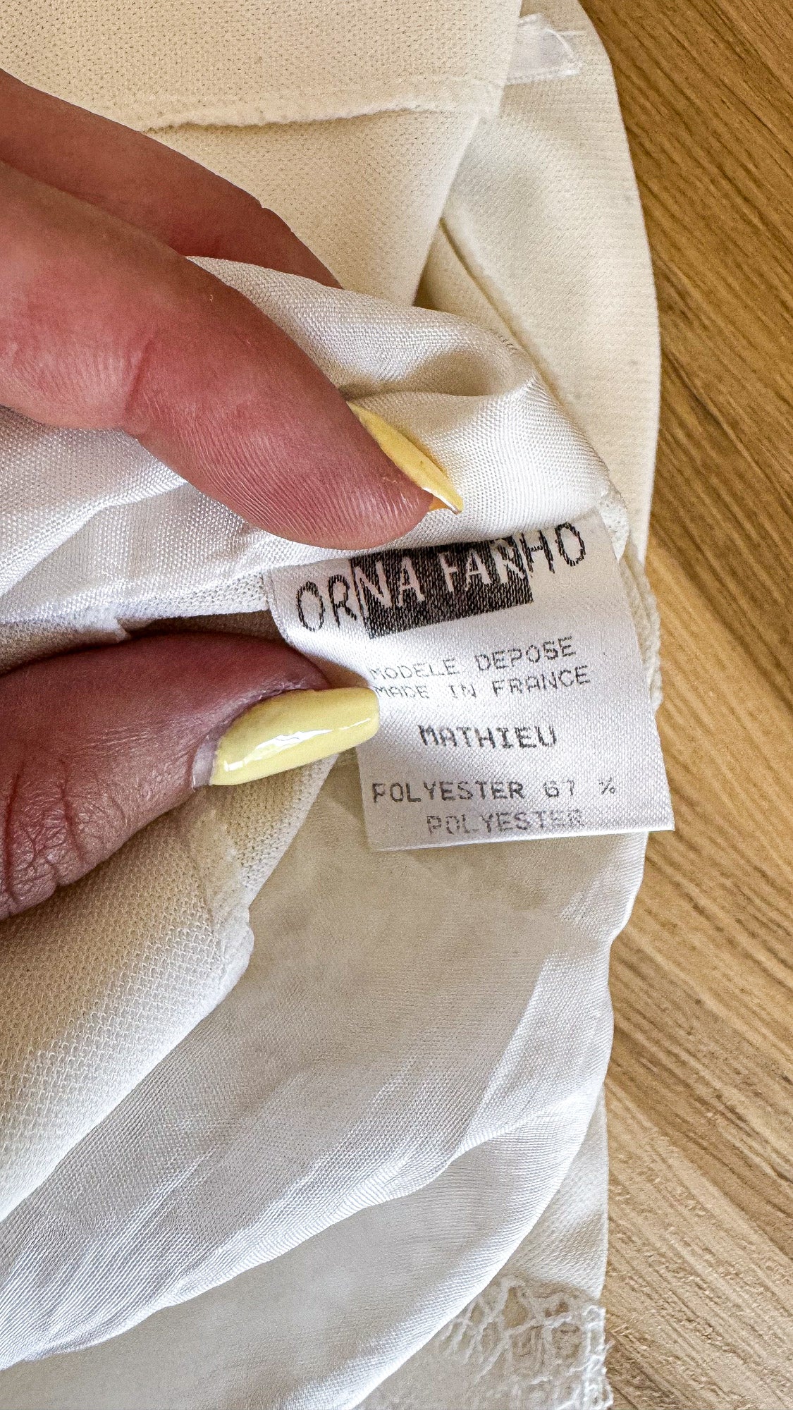 Top dos nu blanc dentelle Orna Farho vintage Made in France taille 40