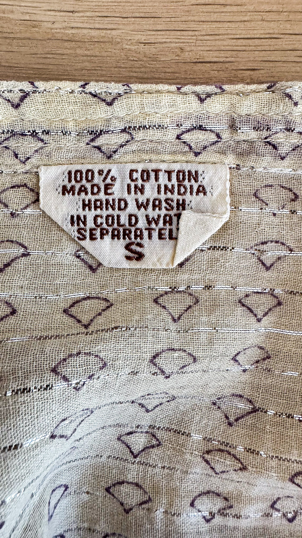 Débardeur coton indien beige et violet bohème taille S