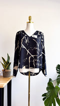 Blouse ICHI noire imprimée écru taille M manches longues