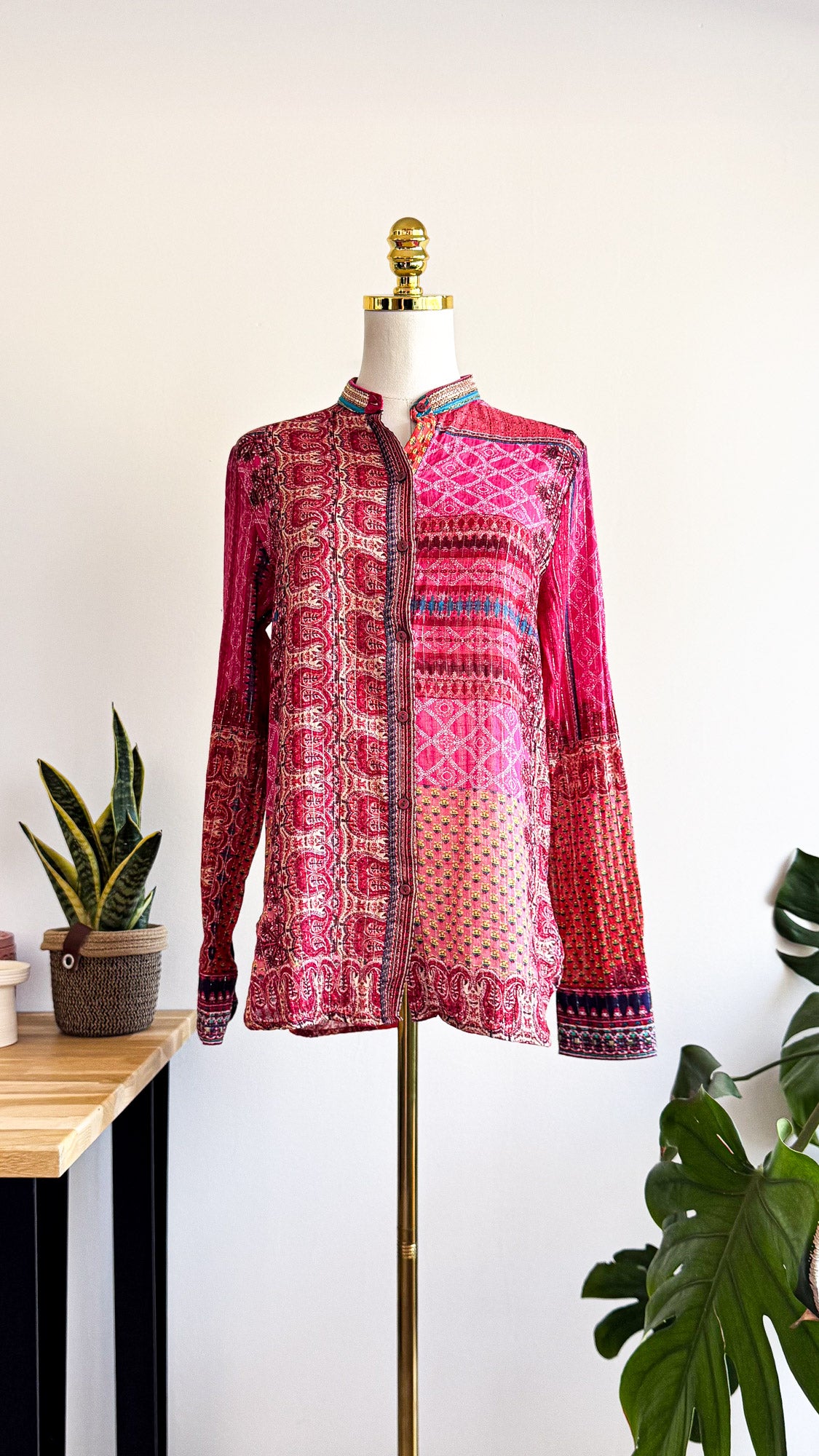 Chemise Desigual femme rose imprimée bohème multicolore taille M
