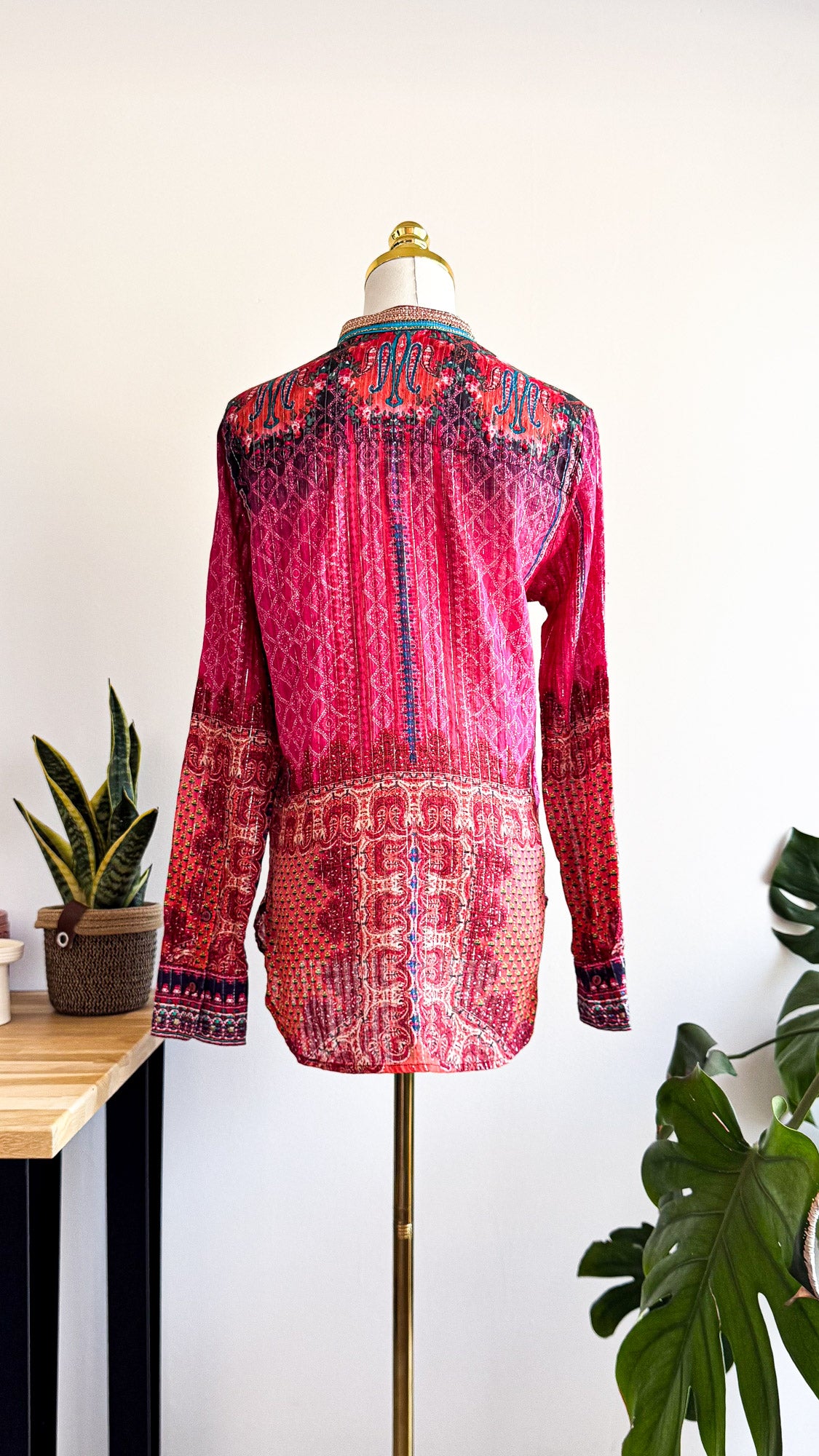 Chemise Desigual femme rose imprimée bohème multicolore taille M