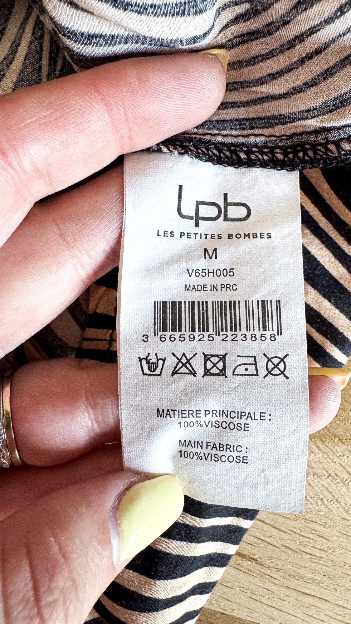 Blouse Les Petites Bombes LPB noir beige imprimé graphique taille M