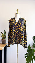 Blouse Tommy Hilfiger femme fleurs jaune marine viscose taille 38