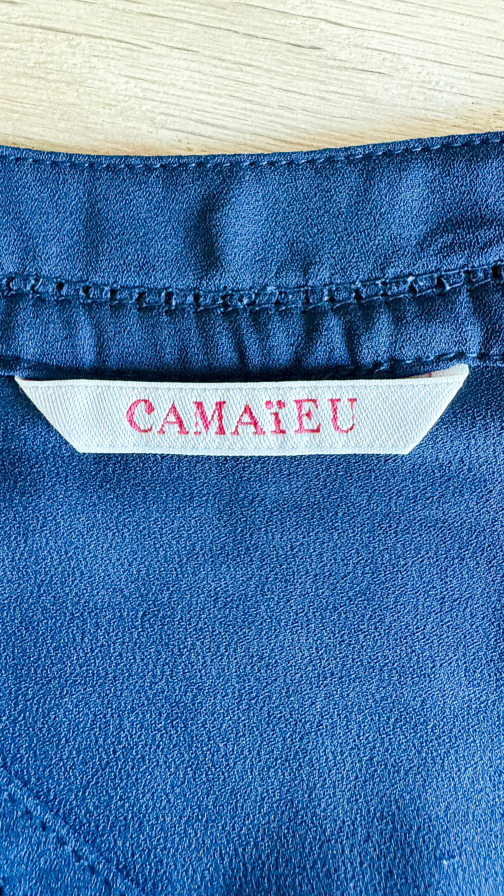 Blouse fluide bleue Camaïeu manches longues col V taille M