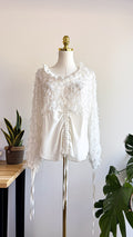 Blouse blanche bohème effet plume manches longues taille M