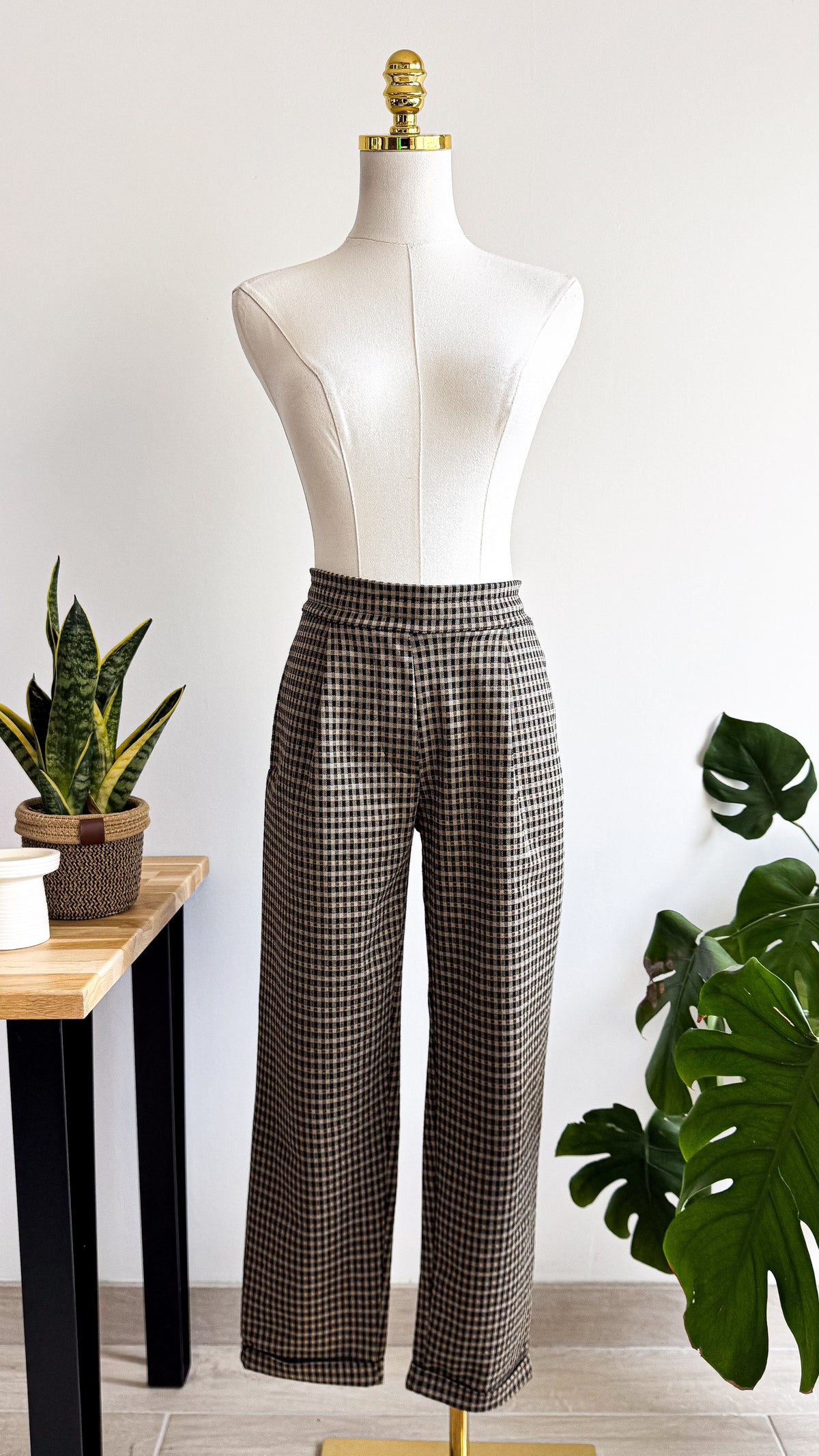 Pantalon carreaux large taille haute XS - Les Petites Bombes