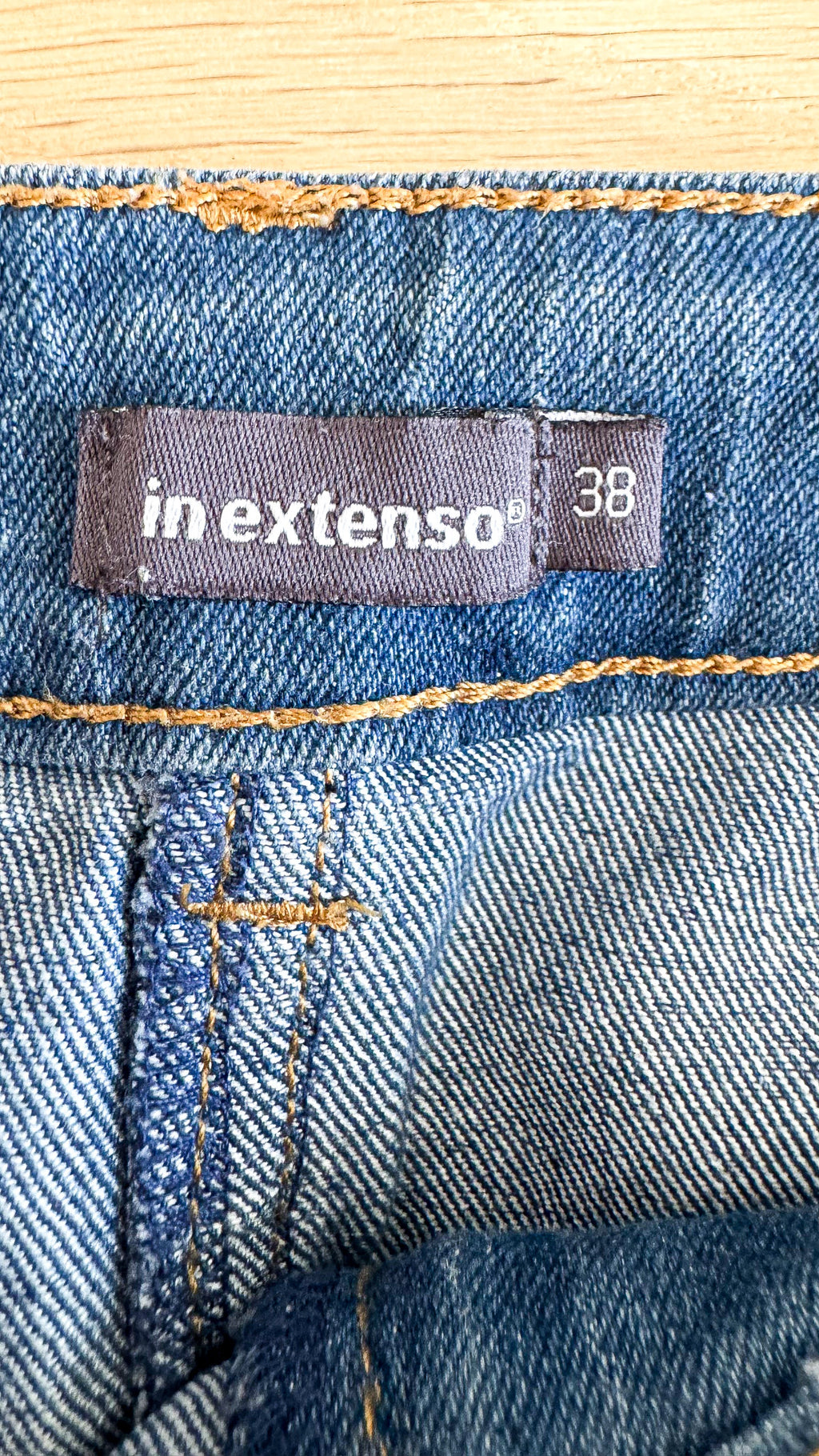 Jupe jean bleue coupe droite classique 38 - In Extenso